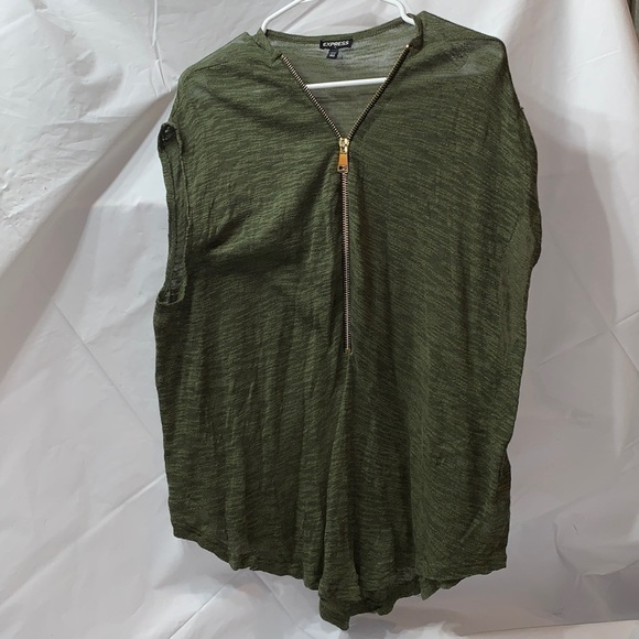 EXPRESS Green Sheer Sleeveless Half zip Shirt Size XS/S - Picture 1 of 5